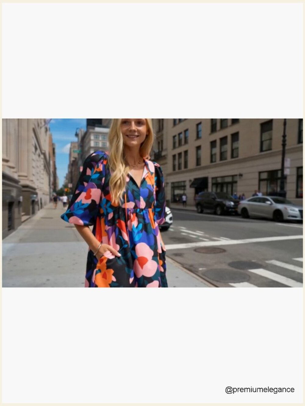 Floral Mini Babydoll Dress V Neck Puff Sleeve Loose Fit Boho Beach Sundress - Picture 6 of 7